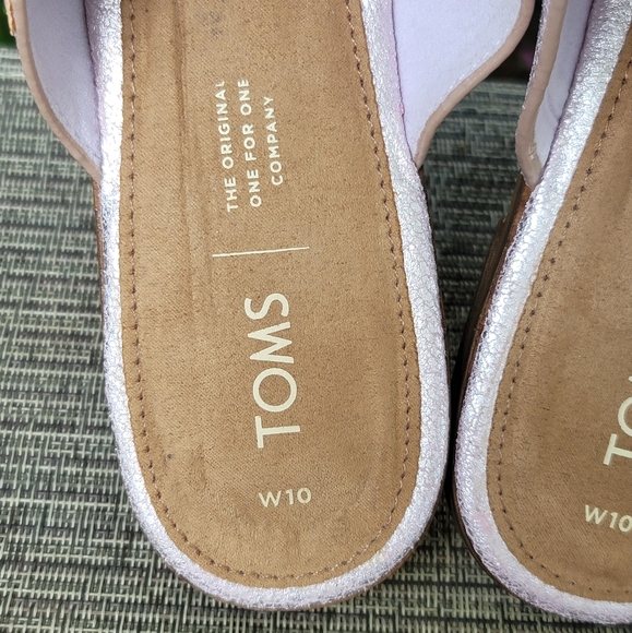 Toms Jutti Mule Metallic Leather Lavendar Mules, Size 10 - Picture 7 of 10